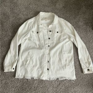 Thread & Supply White Distressed Denim Jacket